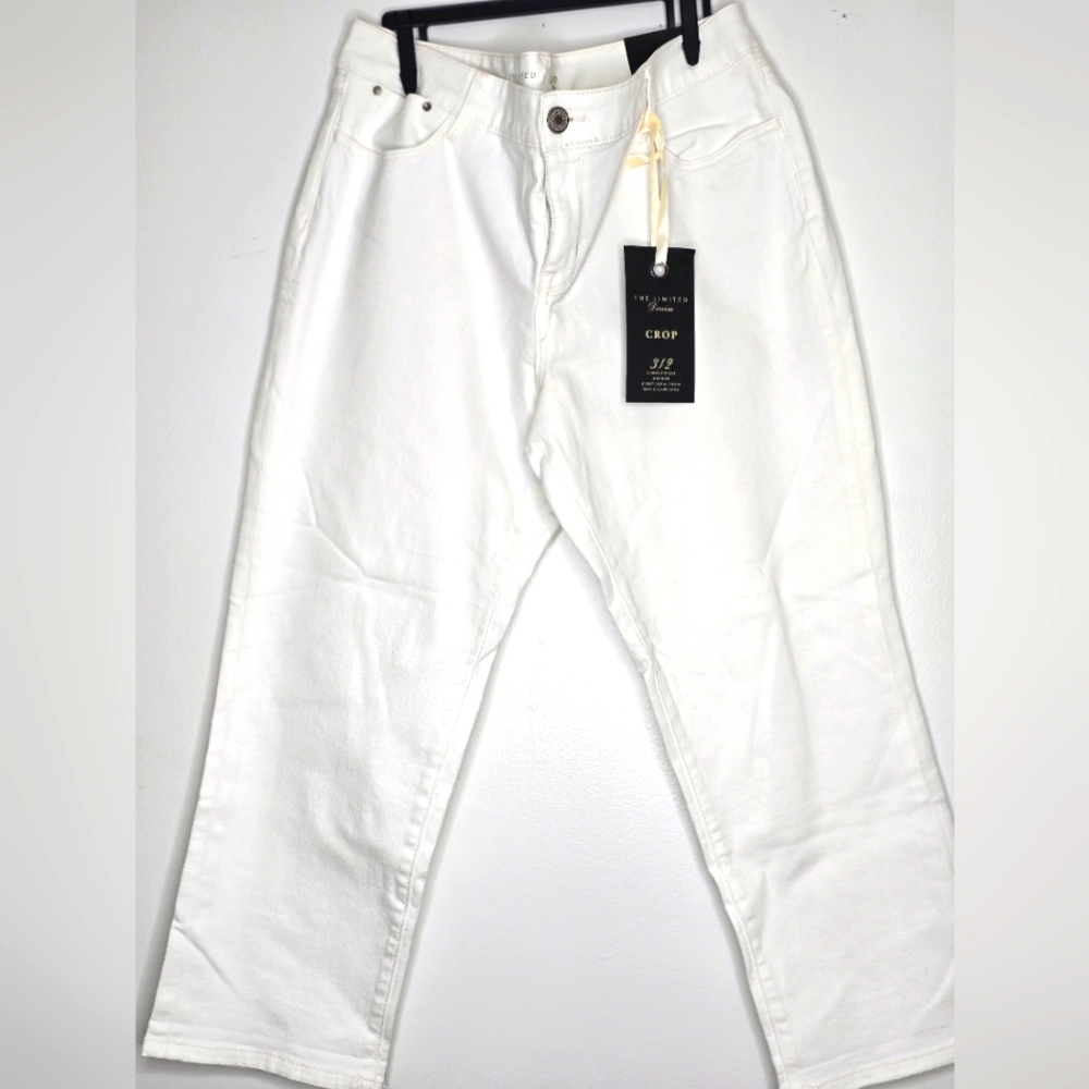Ivory Denim Cropped Ivory Jeans - Picture 2 of 6